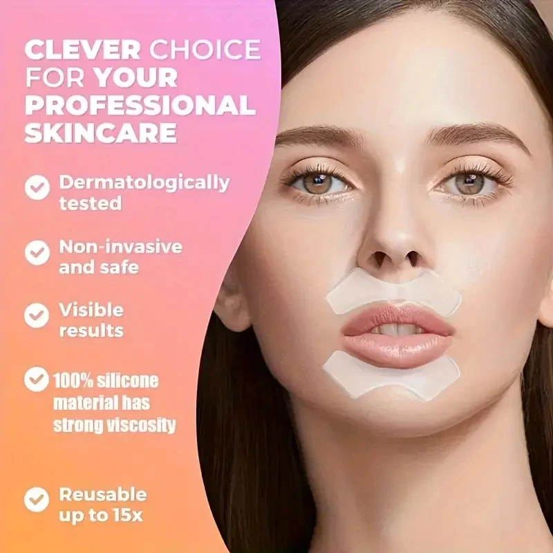 2Pcs Medical Grade Silicone Lip Patch Reusable Wrinkle Care Transparent Sticker Safe And Light Face Lifting Tools