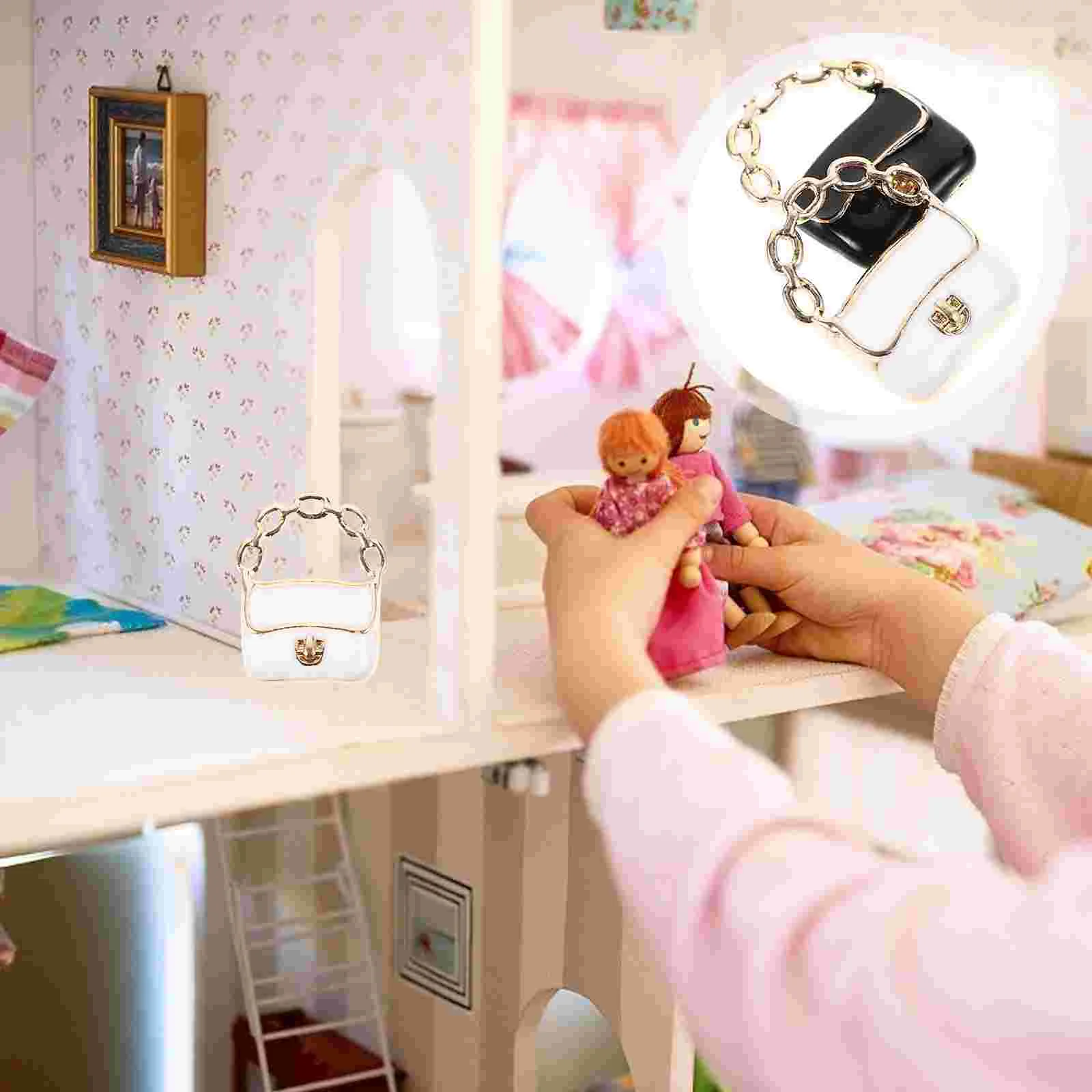 4-delige handtas huis mini ornament metalen model micro scène handtassen miniaturen legering prop