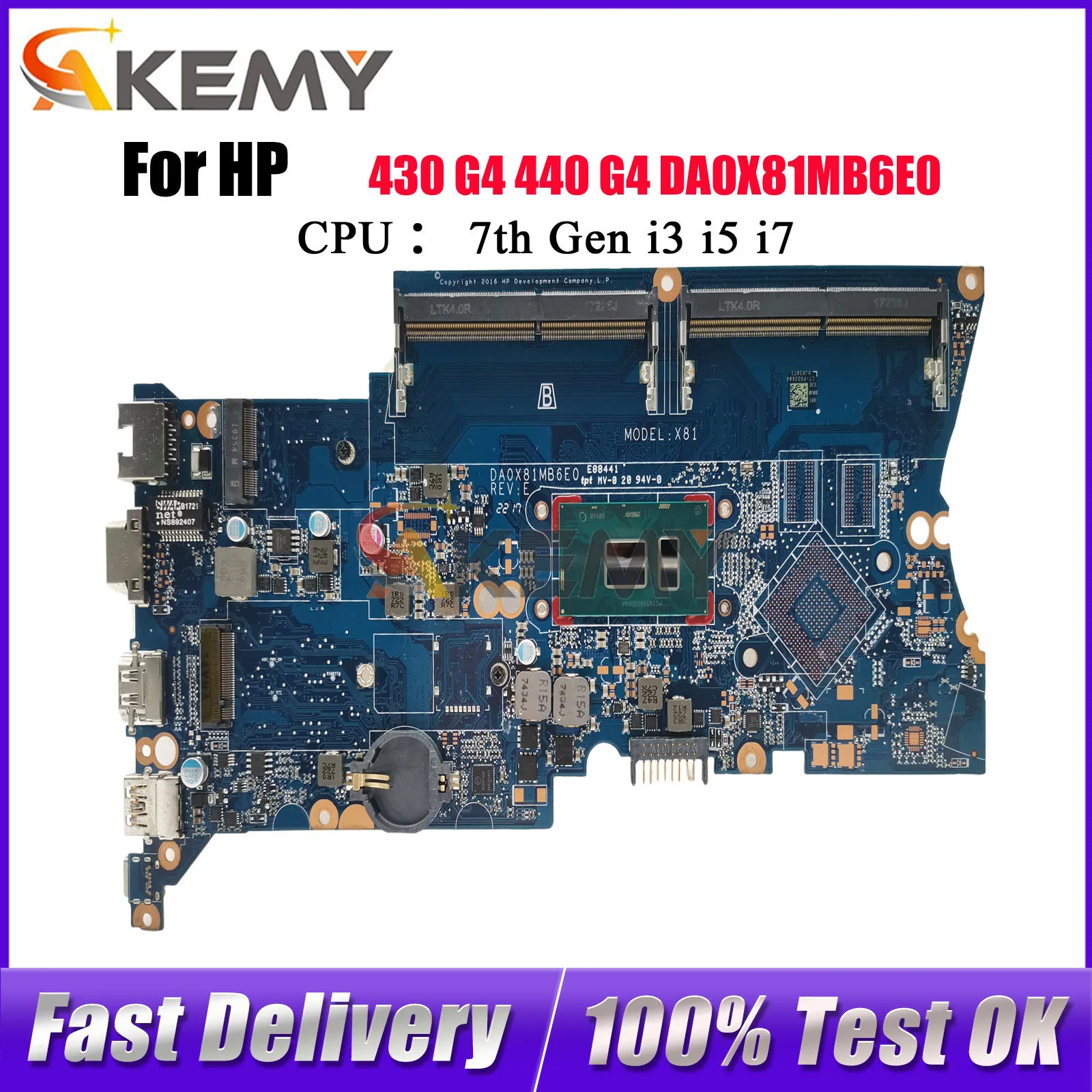 

DA0X81MB6E0 Материнская плата для ноутбука HP ProBook 430 440 G4 с процессором i3 i5 i7 DDR4 905797-601 922096-601 100% полностью протестирована