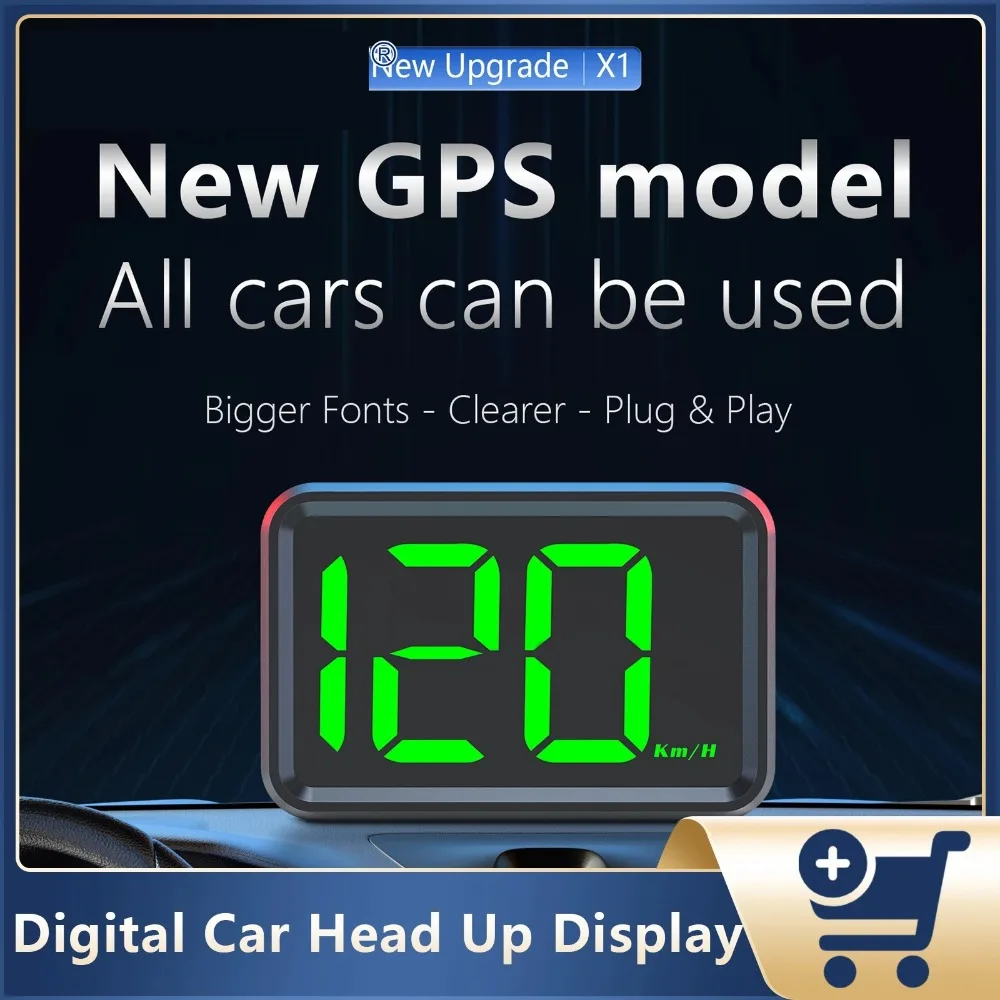 X1 GPS Car Head Up Display For HUD KMH or MPH Speedometer White/Green Light Speed Gauge For All Cars Auto Electronic Accessories