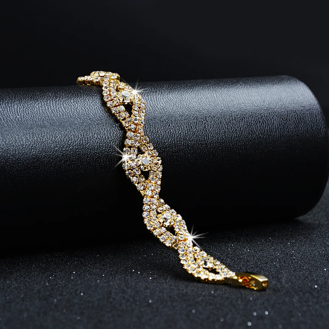 18K Yellow Gold Eye Shaped Diamond Bracelets for Women Valentines Gift Wedding Jewelry Luxury Bracelet for Women