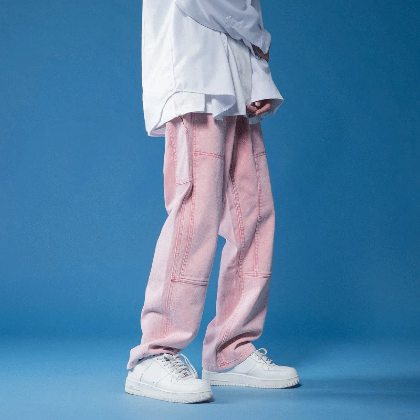 Mens High Street Jeans Mens Straight Leg Baggy Oversize Wide Leg Cargo Pants Fashion Street Style Ripped Skinny Jeans