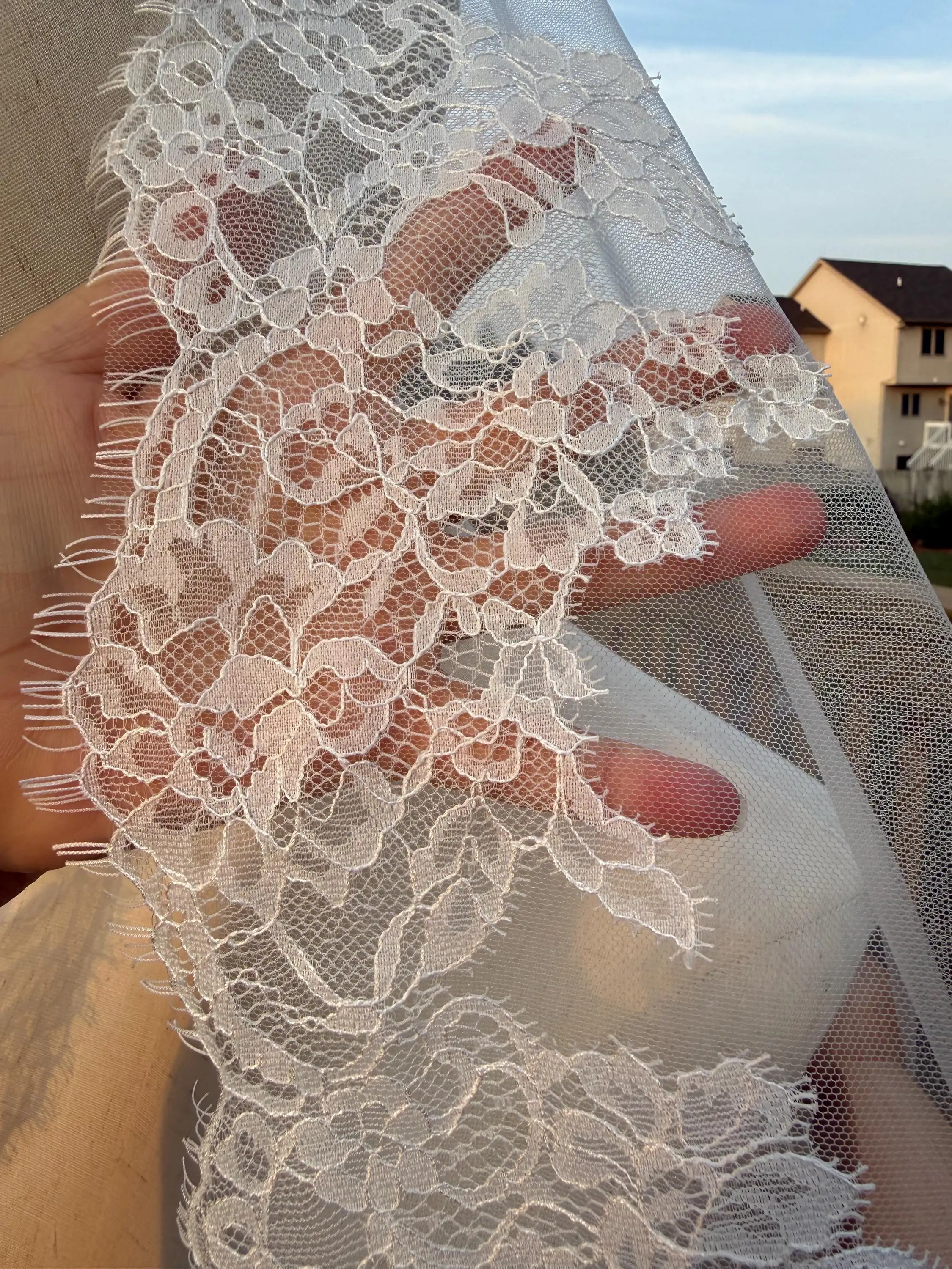 Chantilly Lace Wedding Veil Bridal Veil Two Tier