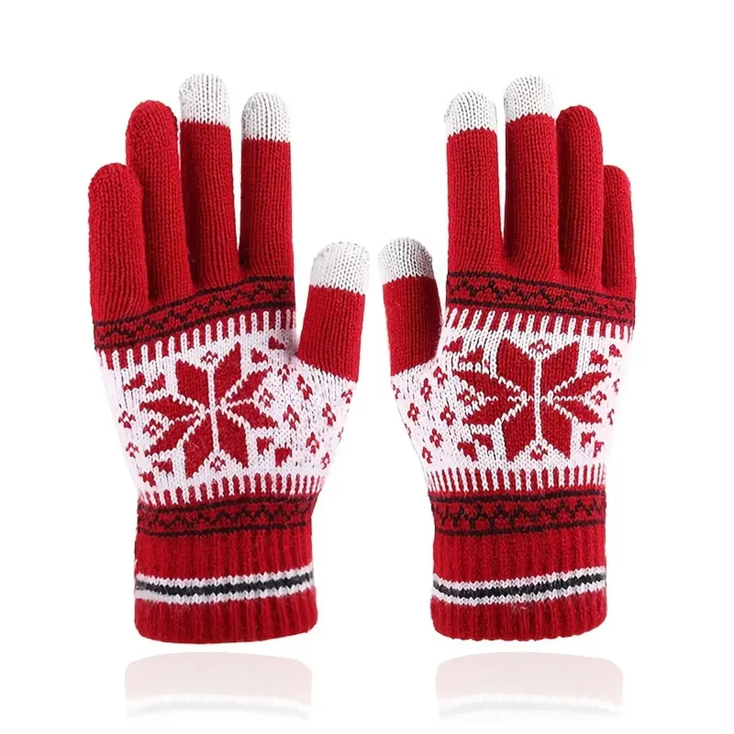 Winter Touch Screen Gloves for Women, Teens, Kids - Snow Illustrated Design for Warmth and Functionality