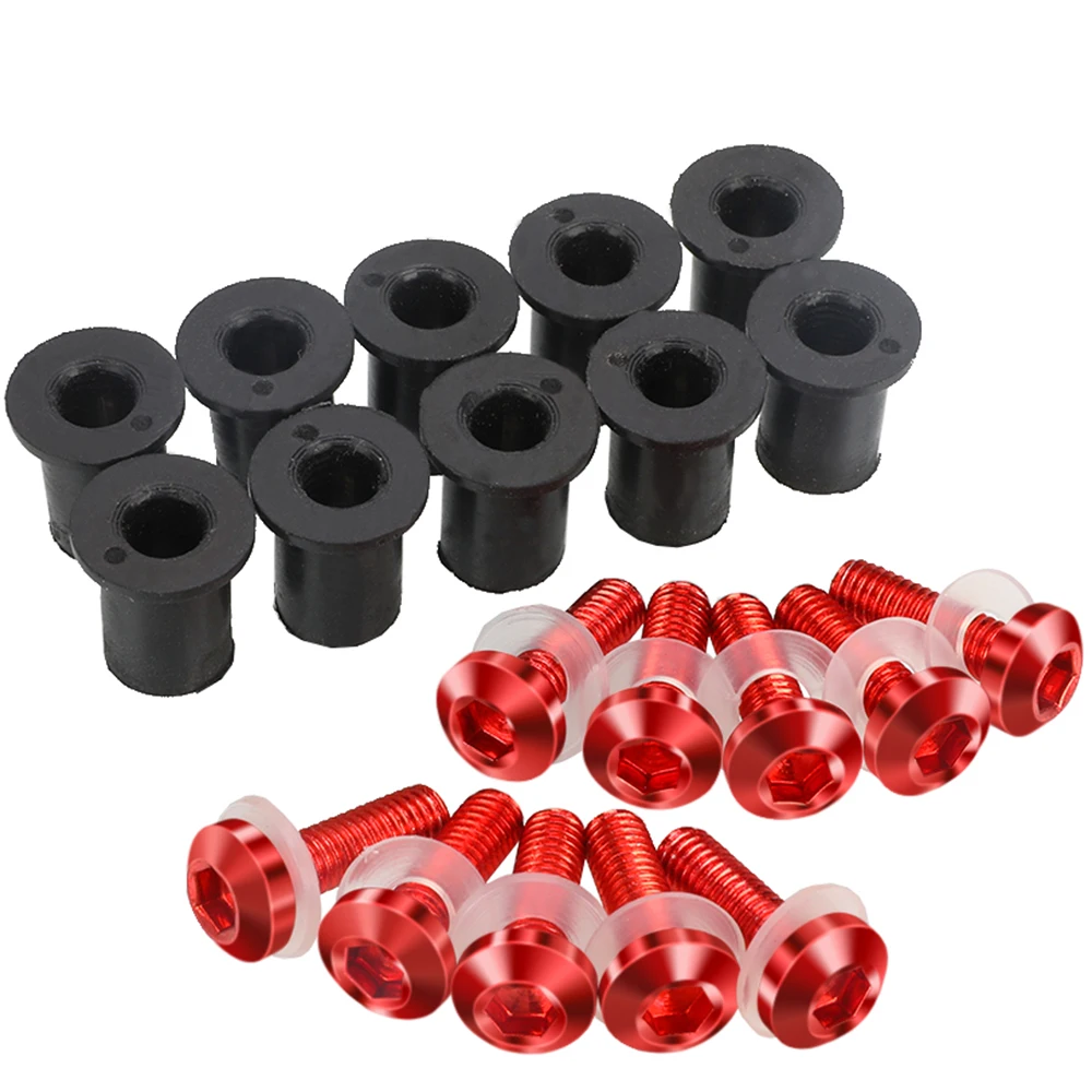 5MM 10PCS Fairing Bolts For APRILIA DORSODURO 750 1200 CAPONORD1200 RSV4 Factory RS660 RS4 50 125 Windshield Screw Rubber Nuts