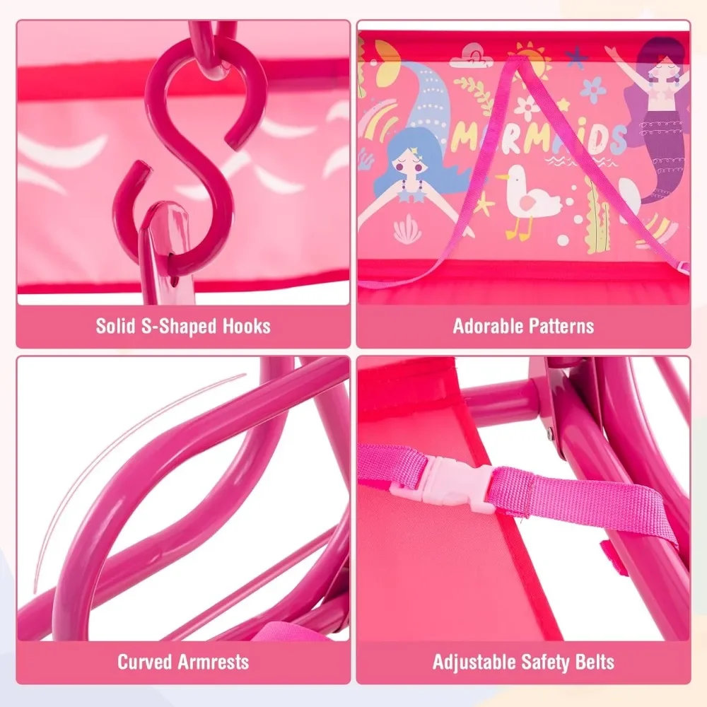 Kids Patio Swing, 2-Seater Outdoor Porch Swing Lounge Chair