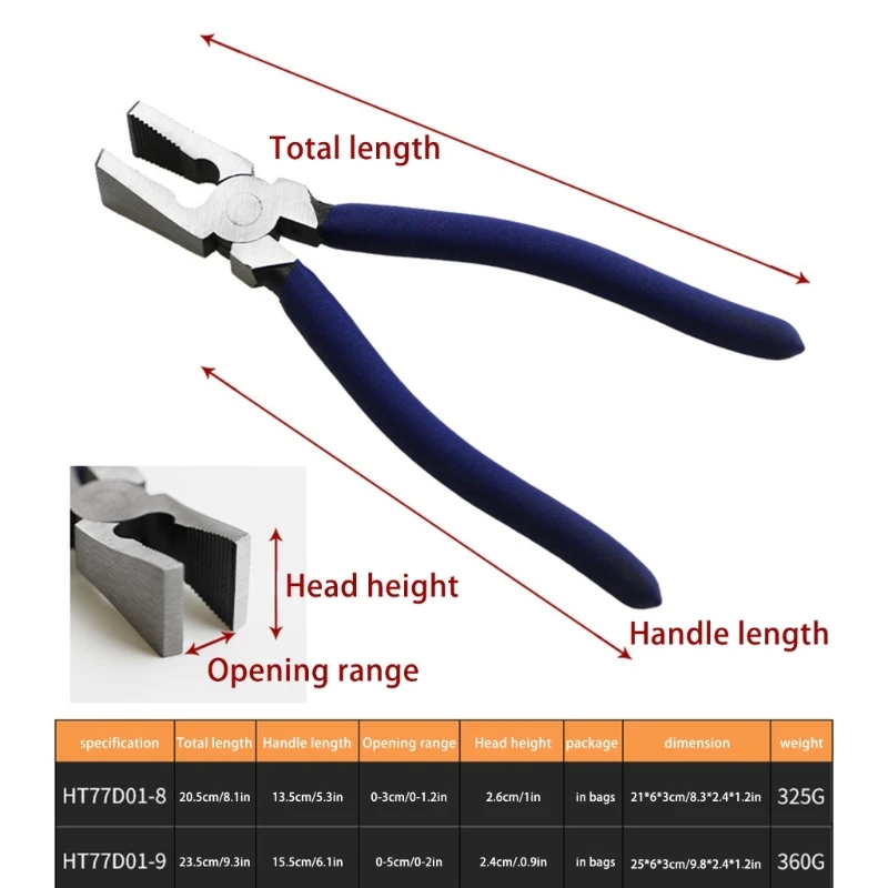 Kìm cắt kính 8/10 inch Kìm chịu lực nặng Dụng cụ kính màu chống trượt