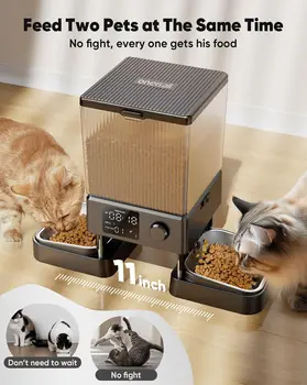 Automatic Cat Feeder for 2 Cats, 20 Cups/5L Automatic Cat Food Dispenser for Small Pets Indoor, Timed Cat Feeder for Dr 2