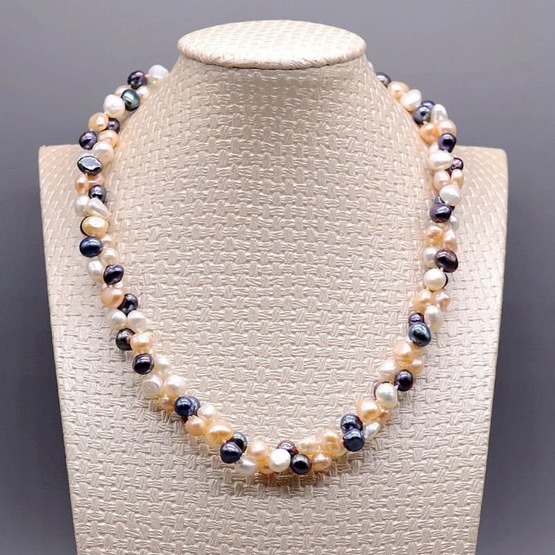 Vintage Twist Necklace Natural Freshwater Pearl Long Necklace Multicolor Baroque Pearl Necklace Women\'s Engagement Necklace