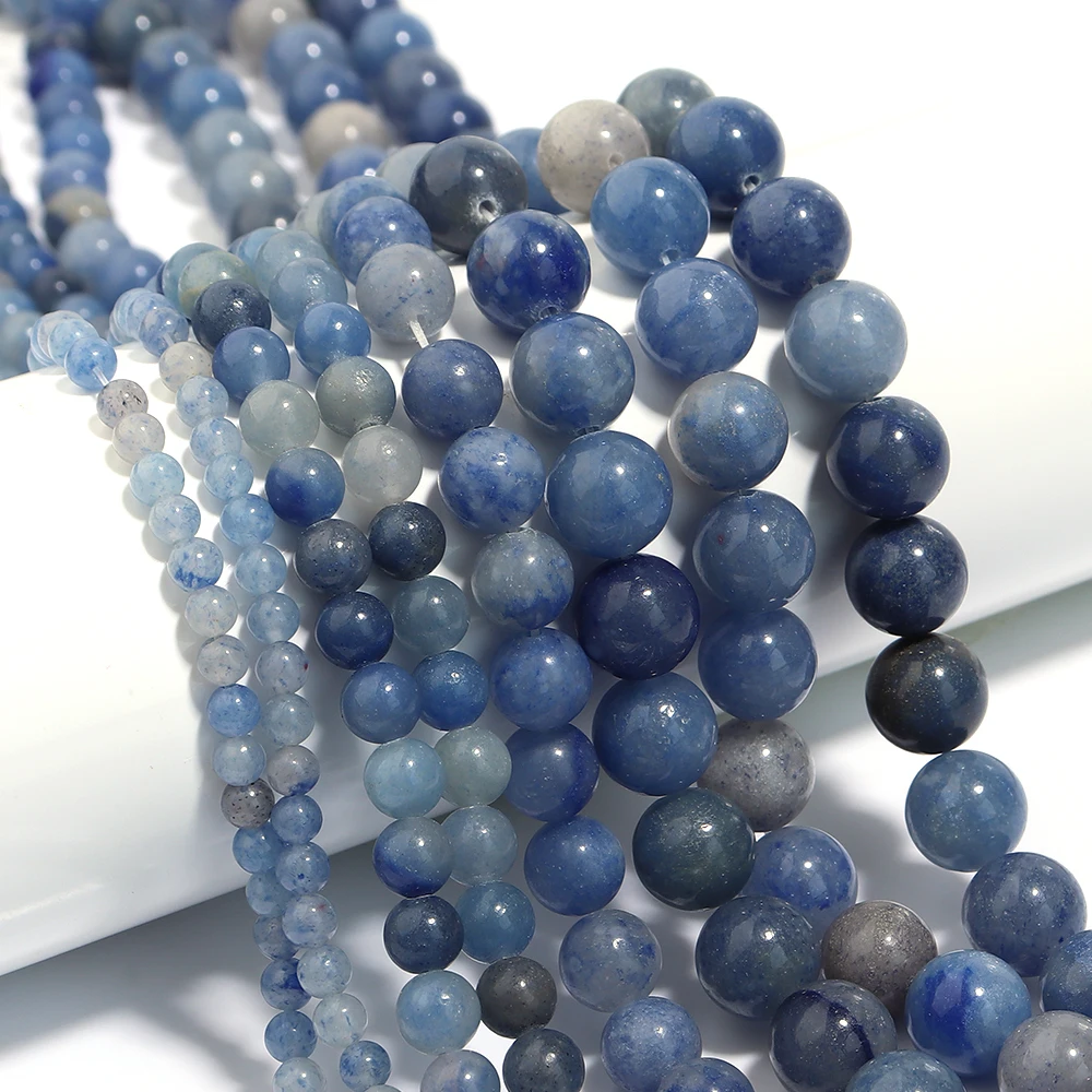 1 Strand Natural Stone Beads Natural Blue Aventurine Stone Bead Round Beads Loose Spacer Beads Beading for DIY Bracelet Necklace