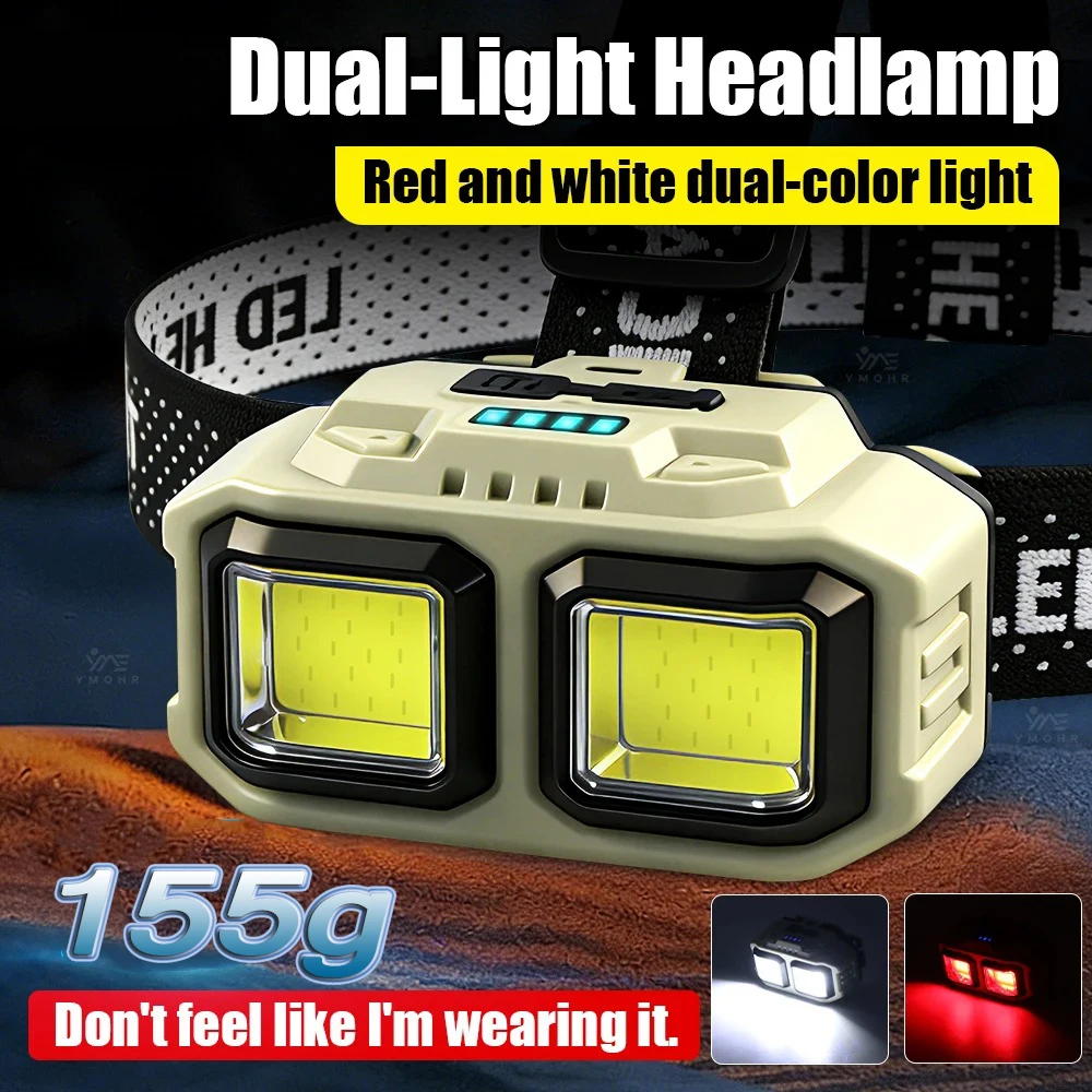 Powerful LED Headlamp COB Induction Rechargeable Head Flashlight Safety Lighting Head Torch for Outdoor Camping Cycling Fishing