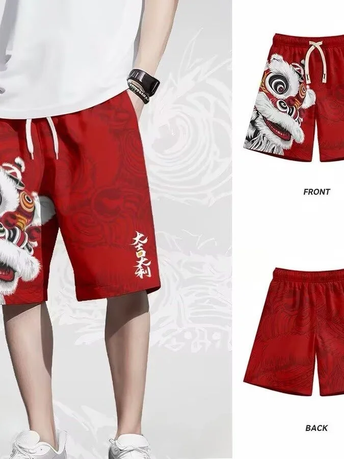 

New 2026 Men's Sporty Short Pants Loose Casual Five-Point Summer Fashion Brand Teenage Casual Pants Chinese Trend Loose Fit