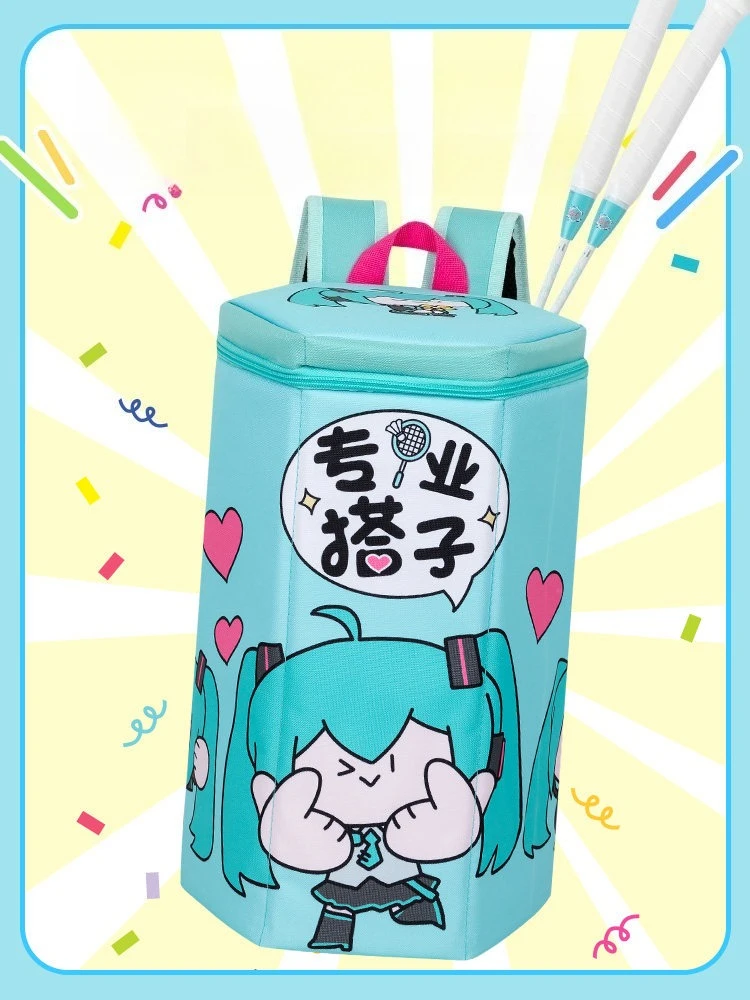 kawaii-badminton-racket-storage-bag-anime-hatsune-miku-cartoon-pattern-fashion-large-capacity-hexagonal-backpack