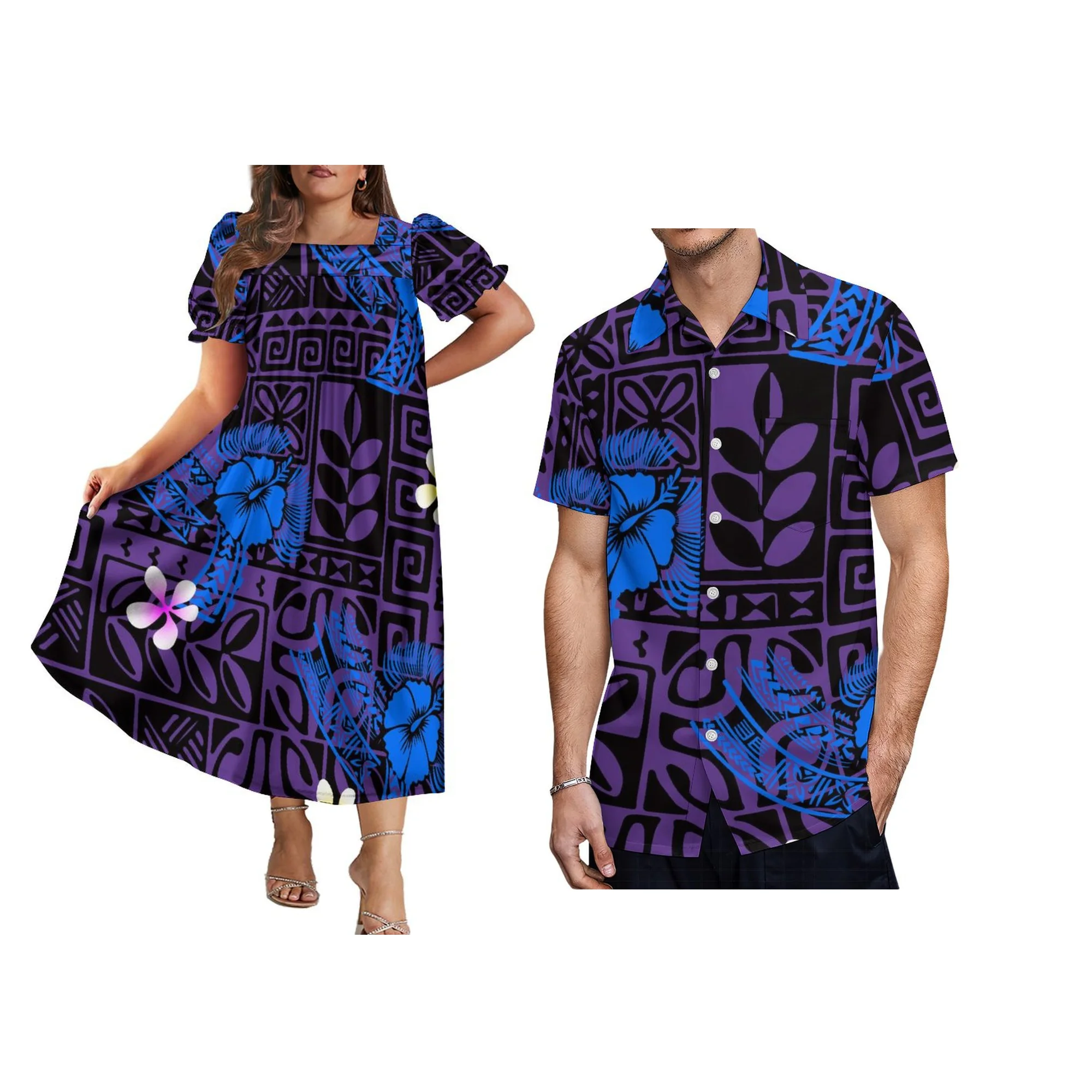 Robe d'été MuMu pour femmes, col carré, chemise Design polynésien, Design Tribal Samoa, cadeau polynésien