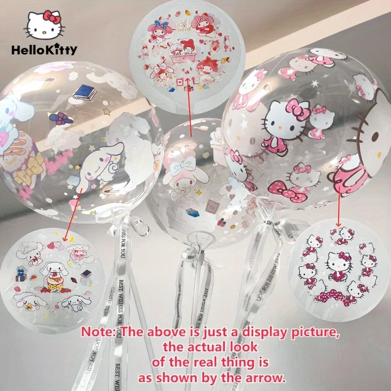 Sanrio Hello Kitty My Melody Cinnamoroll Printed Transparent Balloon Cute Cartoon Kids Party Celebration Birthday Decoration