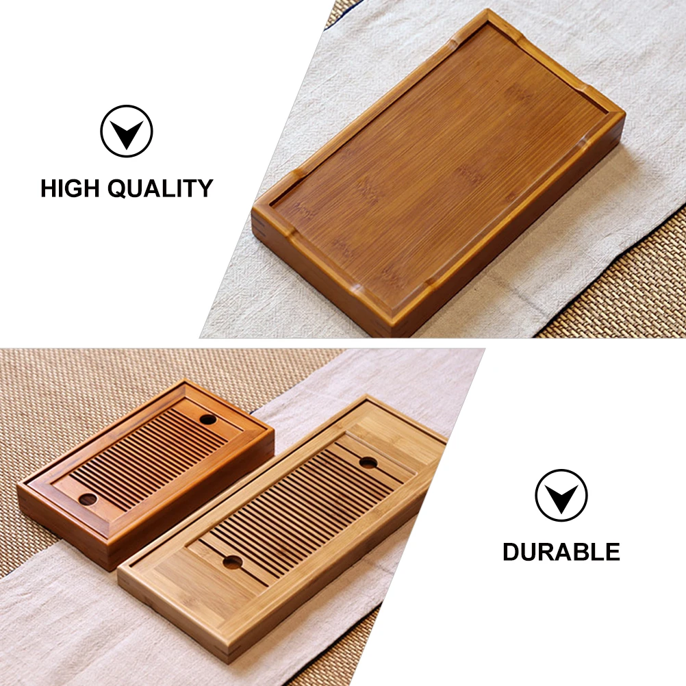

1pc Bamboo Tea Tray Water Storage Teacup Table Teaware Holding Service Plate Stand Travel Large Size Home Office Kitchen Bar Use