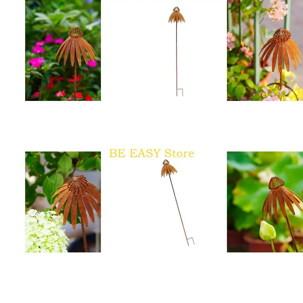 E28F Rusts Effect Metal Flower Sculpture  Outdoor Decoration For Lawns Display