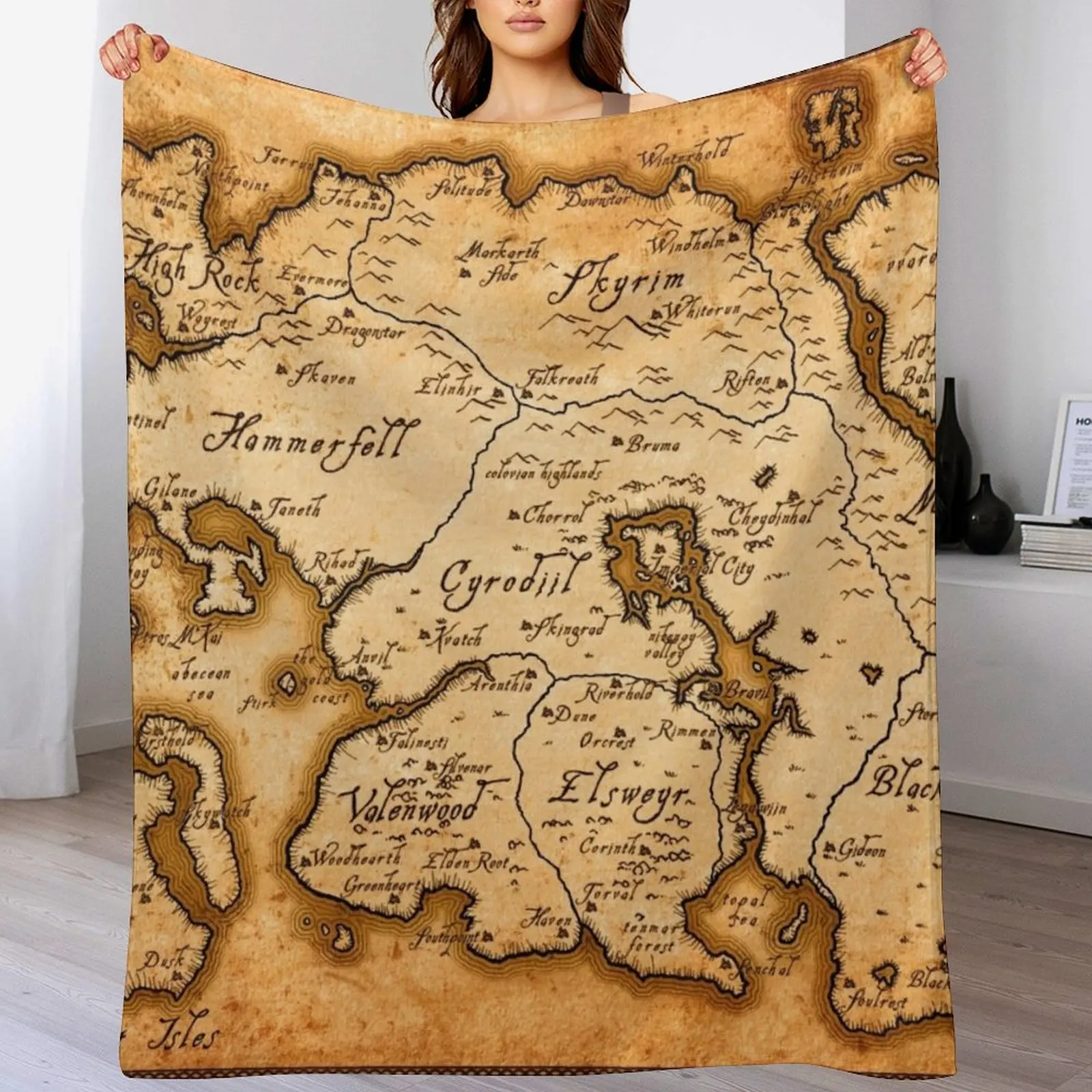 

Map of Tamriel Throw Blanket Cozy Microfiber Throw Blanket for Home Bedroom