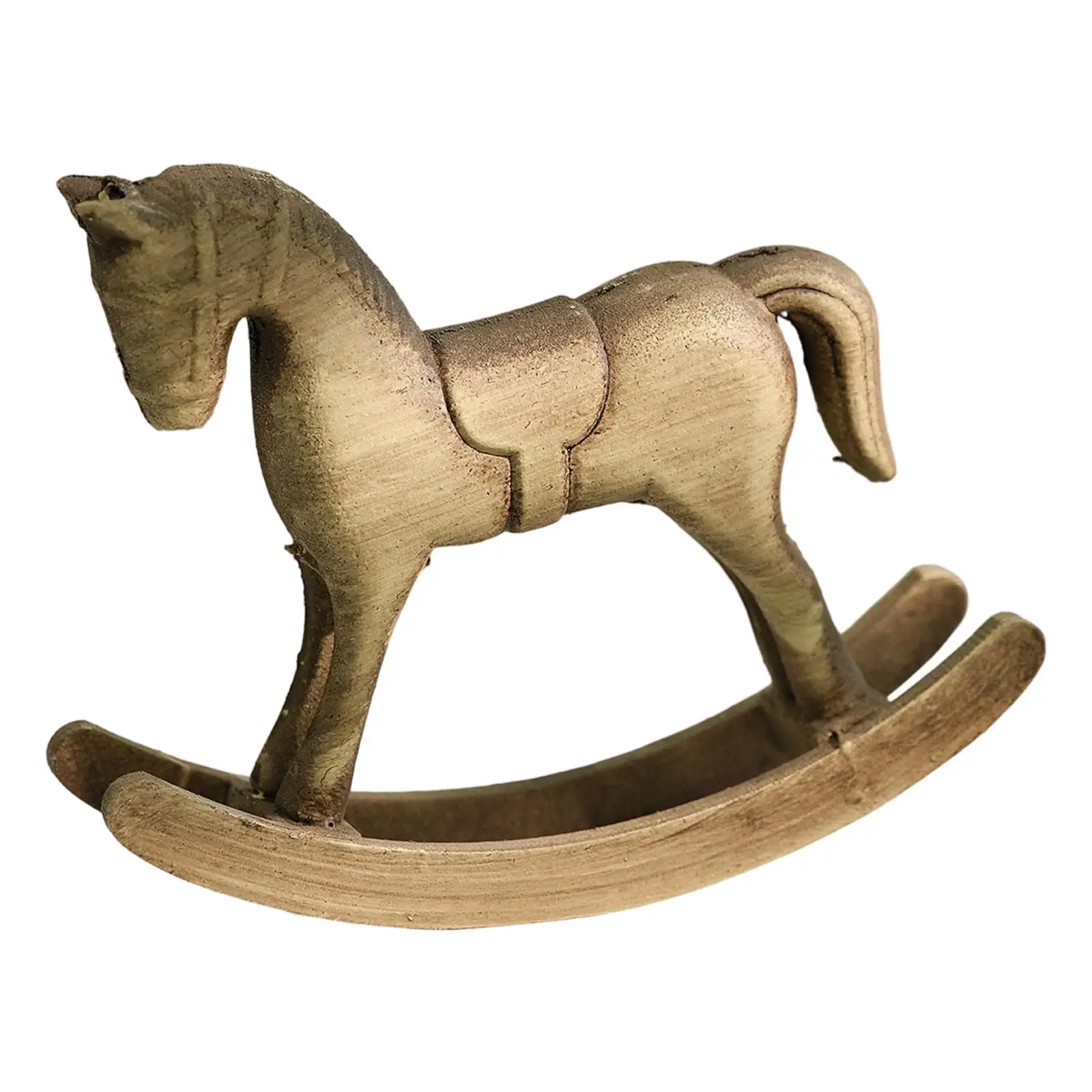 Rocking Horse Ornament Retro Decorative Handcraft Decoration Wooden Sculpture for Countertop Living Room Housewarming Gift