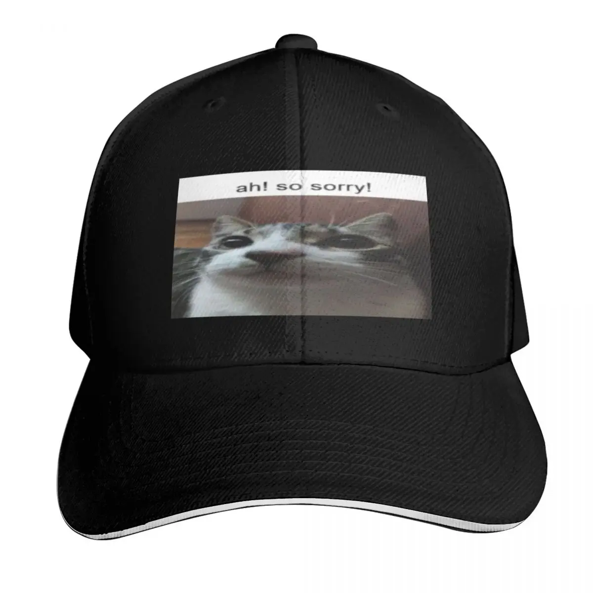 ah! so sorry! ((cat)) Baseball Cap Moisture Wicking Quick Dry Curved Brim Classic Fit Low Profile Unstructured