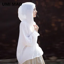 UMI MAO Summer Original Top Air Conditioning Shirt Soft Elegant Fairy Style Home Travel Sunscreen Women's Hooded T-shirt