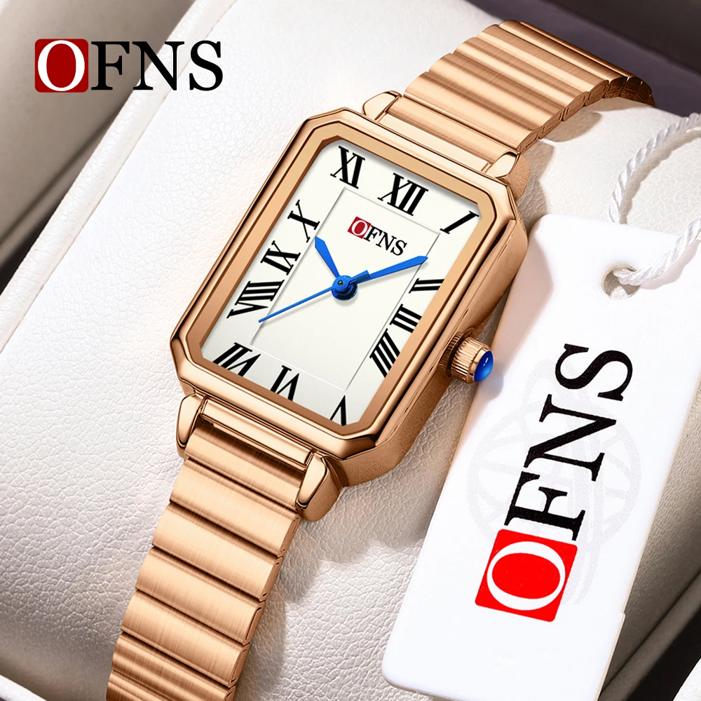 

OFNS 1552 женские часы, легкие роскошные квадратные римские кварцевые часы, простые модные водонепроницаемые кварцевые часы 2025