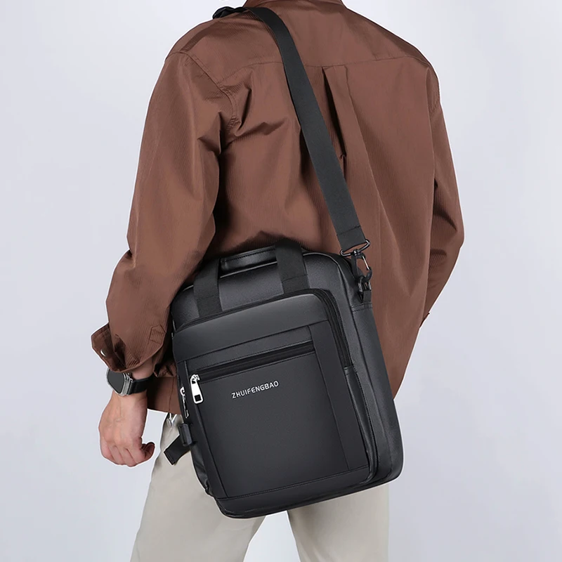 Business Casual Handbag for Men Minimalist Large Capcity Waterproof Shoulder Bag Luggage Strap Design Durable Cross body Bags