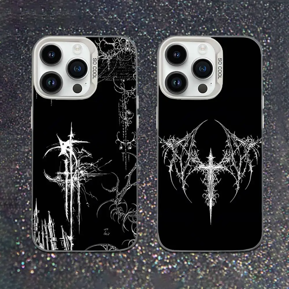 

Sigil Cross Gothic Cyber Phone Case For iPhone 16,15,14,13,12,11,Mini,Pro,XS,SE,MAX White Matte Shockproof Cover