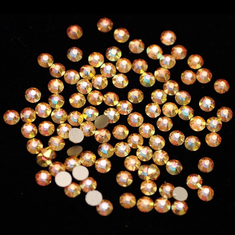 YANRUO 2088NOHF Metallic Sunshine Gold Glass Rhinestones Crystals Diamonds for Needlework Clothes DIY Crafts