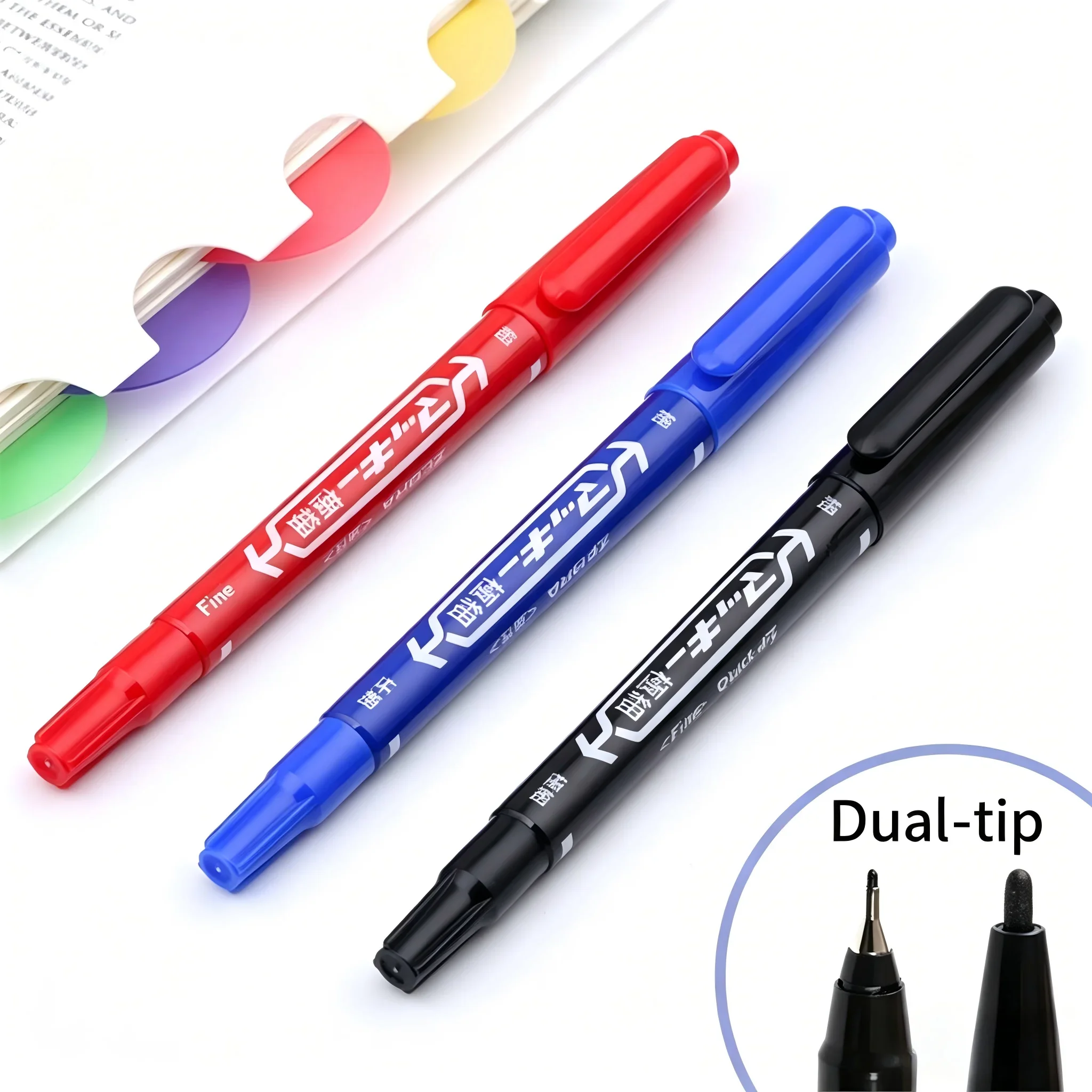 

MO-120YYTS5 Small Double Head Oil Markers Black Red Blue Quick Dry CD Writing Pen Art Painting Sketch Outline Marker