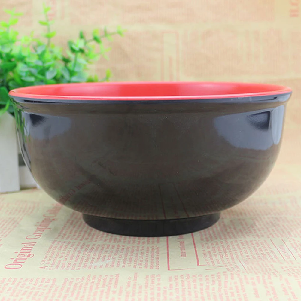 

2 Pcs Imitation Porcelain Soup Bowl Bowls Anti-drop Rice Japanese-style Red Black Noodles