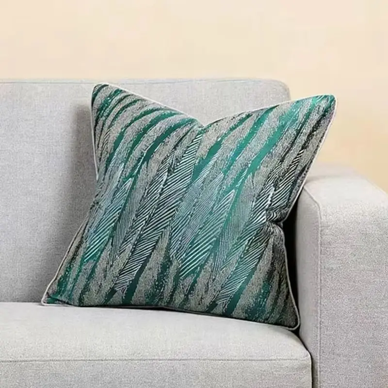 Modern Luxury Pillow Cover Feather Green Woven 45x45cm Home Decorative Sofa Chair Gift Cushion Case 1 Piece Pack