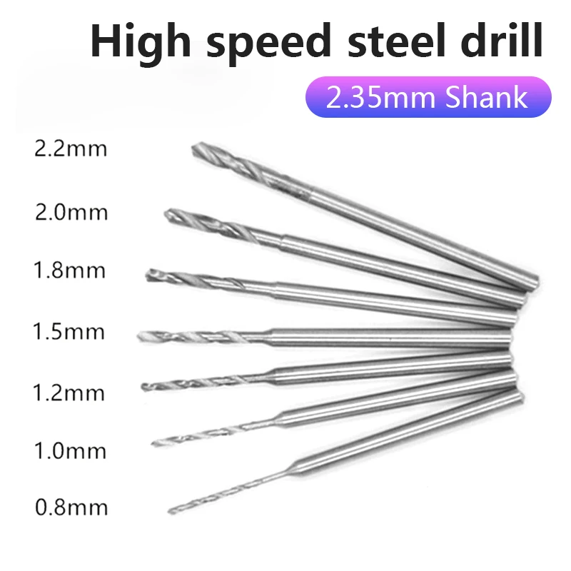 10PCS/lot 2.35mm Shank Twist Drill High Speed Steel Woodworking Hss Bit Iron Stainless Plastic Drilling Spiral Round 0.8-2.2mm