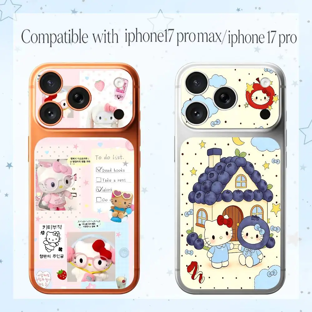 Niedliche Katze H-Hellos K-Kitty für iPhone 17 Pro Pro Max Handy-Rückseite HD Mode-Folie Aufkleber Skin Wrap Sticker