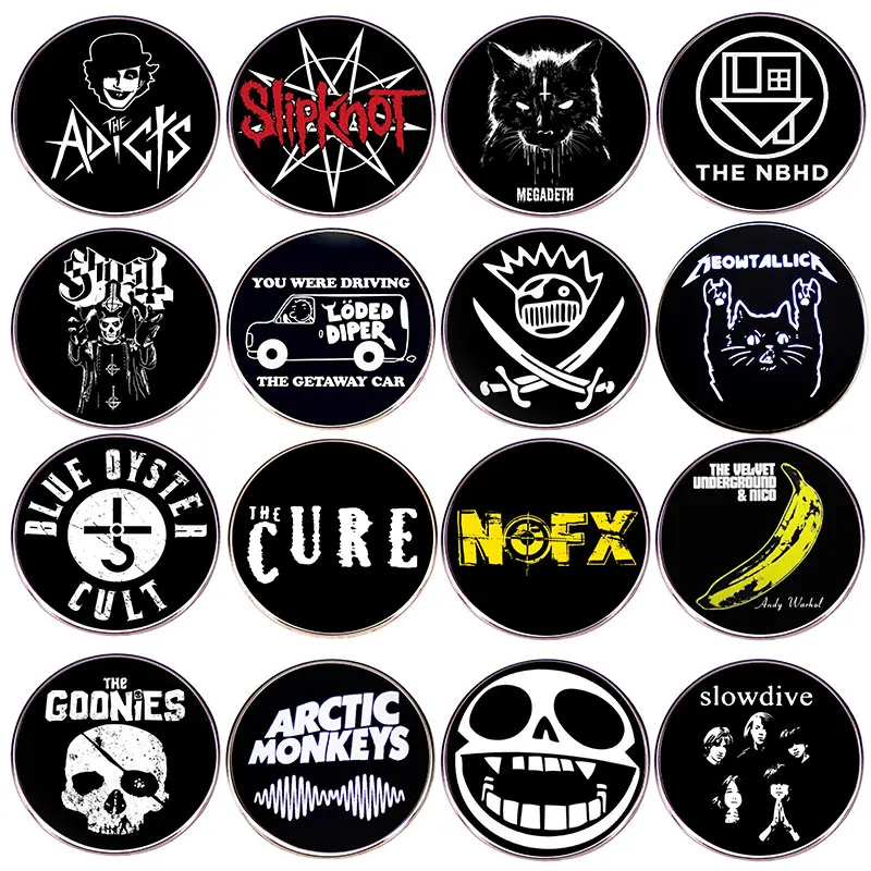 Rock Band Enamel Pins Gothic Style Music Metal Brooch Badge Fashion Jewellery Clothes Hat Backpack Accessory Gifts