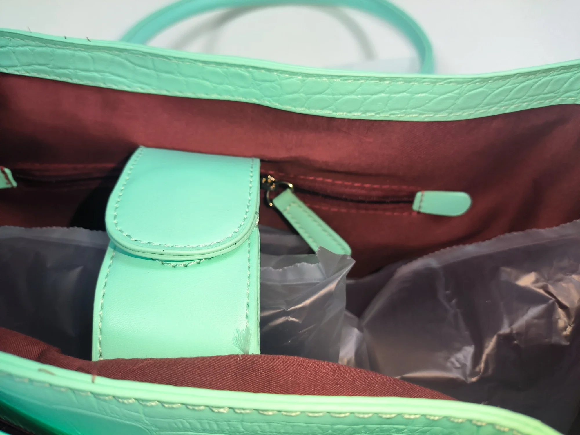 Handtasche mit Krokodilleder-Prägung und Obergriff, Luxuriöse Grüne Tragetasche, Vielseitige Schicke Alltags-Schultertasche für Frauen – Detail 5