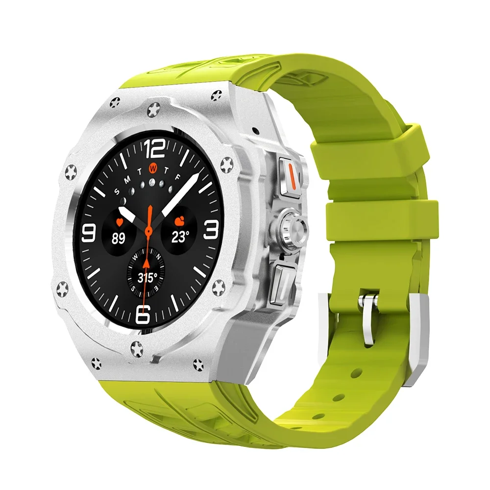 Luxury Modification Kit Fluororubber Strap Diy Mod Kit For Samsung Galaxy Watch 7 Ultra 47MM Metal Case For Galaxy Watch 7 Ultra