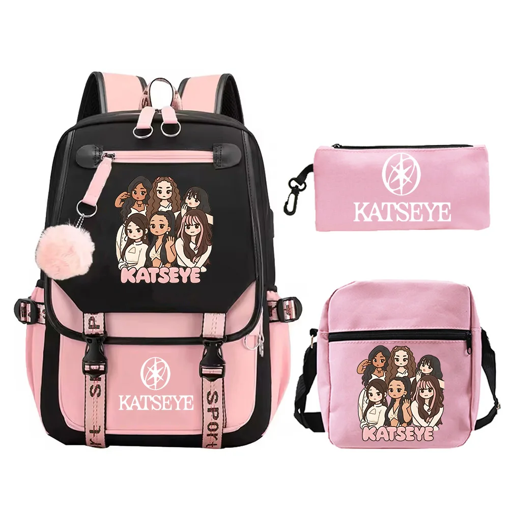 Mochila Katseye Gabriela para niña y niño, mochila para volver a la escuela, Mochilas escolares para niños, mochila para mujer, bolsa de viaje al aire libre, Mochilas, 3 uds.