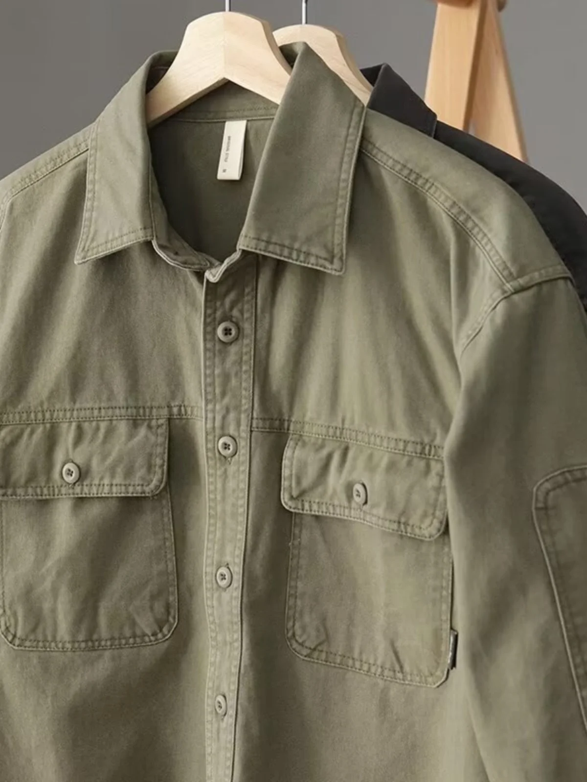 

American Style Men's Work Shirt Casual Long Sleeve Wear Resistant Heavy Duty for Office And Work Loose Fit Youth Popular