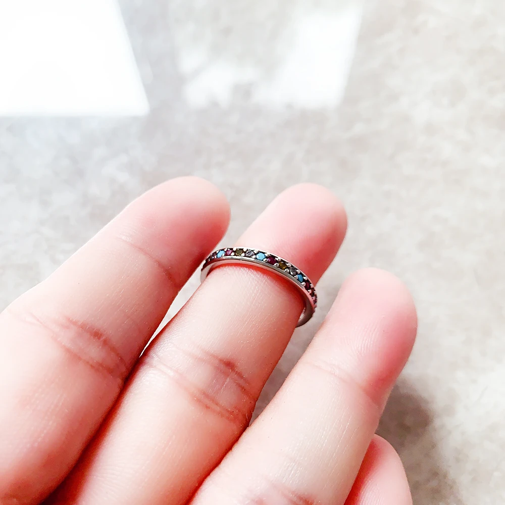 Colourful Stone Ring Europe Style Bohemia Fine Jewelry For Women Brand New Pure 925 Sterling Silver Elegance And Femininity Gift