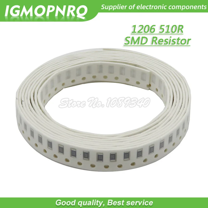 

100 шт. 1206 резистор SMD 1% 510 Ом чип-резистор 0,25 Вт 1/4 Вт 510R 511 IGMOPNRQ
