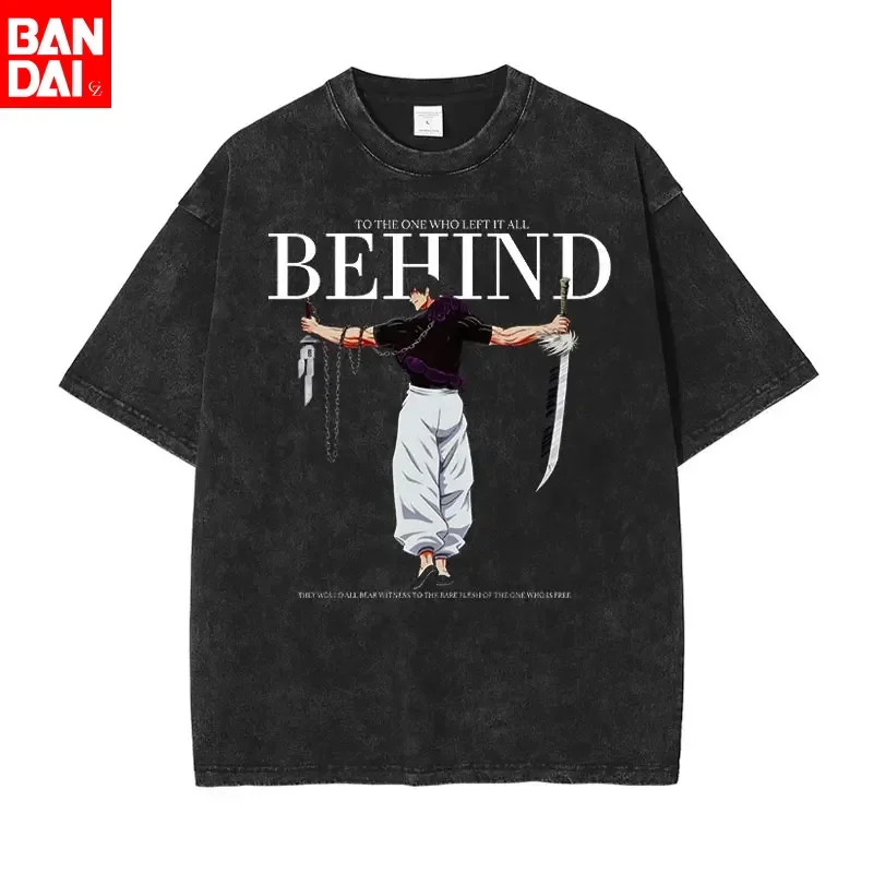 

Футболка Gojo Satoru для мужчин, с принтом аниме Jujutsu Kaisen, винтажная, черная, оверсайз, повседневная, уличный стиль, с коротким рукавом