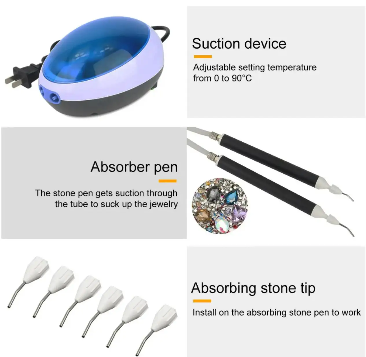 Adjustable Stone Suction Diamond Stone inlay Jewelry Tools Thermal Vacuum Micro Wax gem Setting Machine Temperature Controlled view 6