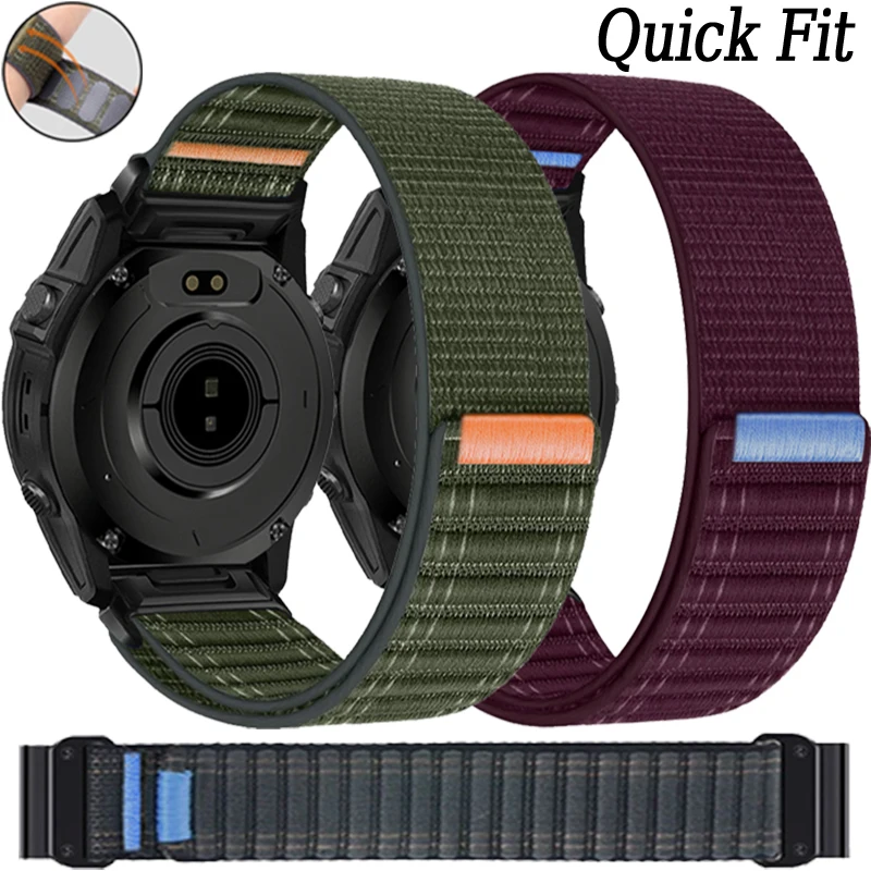 20mm 22mm 26mm Nylon Loop For Garmin Tactix8/Quatix8 51mm 47mm Wave pattern Braided Bracelet Band For Forerunner 970/Instinct 3