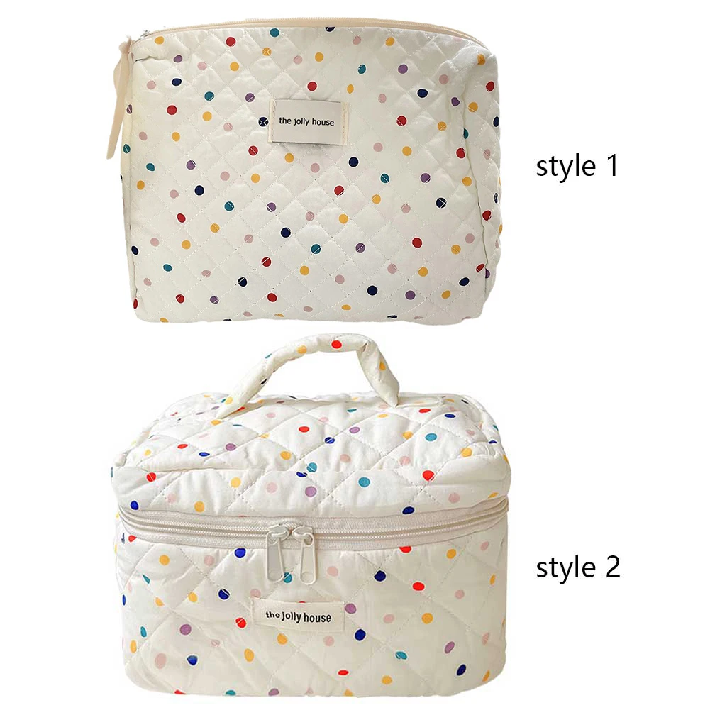 Colorful Polka Dots Travel Makeup Pouch Large Capacity Cosmetic Zipper Pouch Makeup Organizer Storage Bag for Women