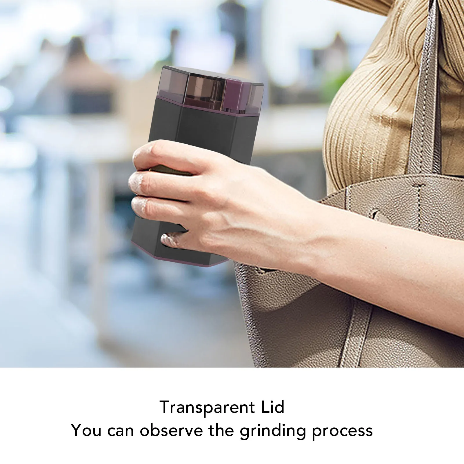 Elektrische Koffiemolen 150W 30000RPM Transparant Deksel Elektrische Koffiebonenmolen met Reinigingsborstel voor Thuis