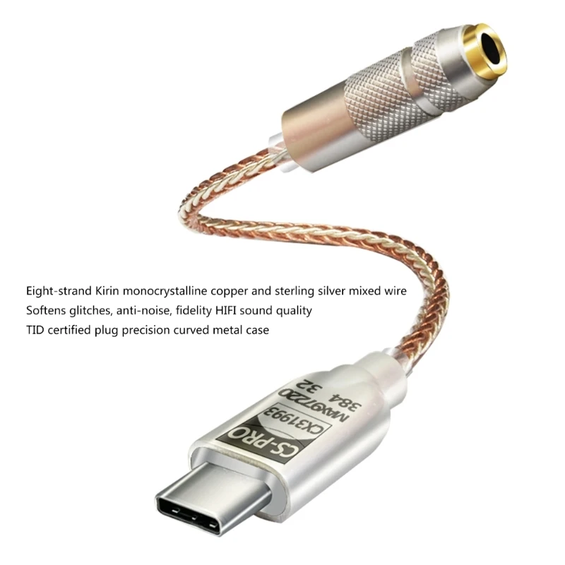 E9LB CX31993 USB DAC ประเภท ถึง 3.5 มม.หูฟังเครื่องขยายเสียงอะแดปเตอร์ถอดรหัสเสียง