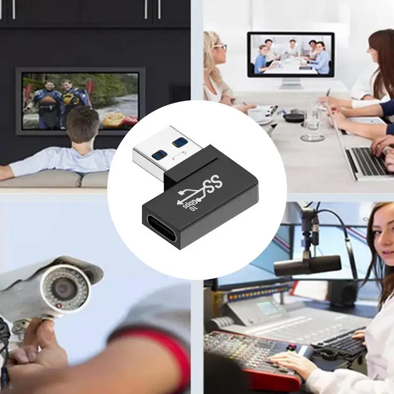 Type C Elbow USB Fast Charging Converter forAndroid 90/180 Degree Adapter Fast Charging 10Gbps for All Your Laptops Adapter