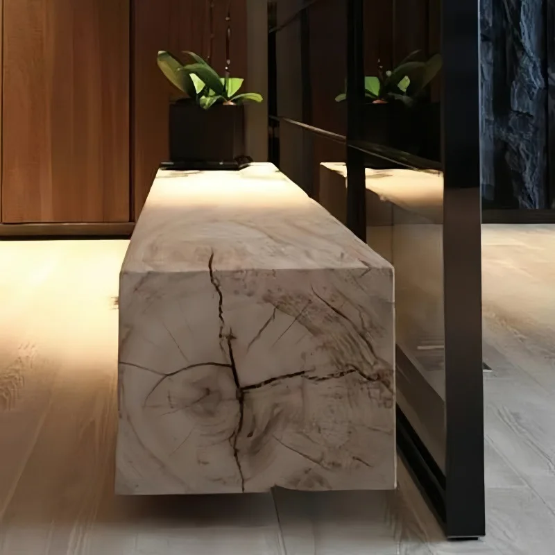 Wabi Sanfeng Solid Wood Bench Bed and Breakfast LogBench TV Cabinet Home Entry Shoe Change Stool Solid Wood Pier Short Stool