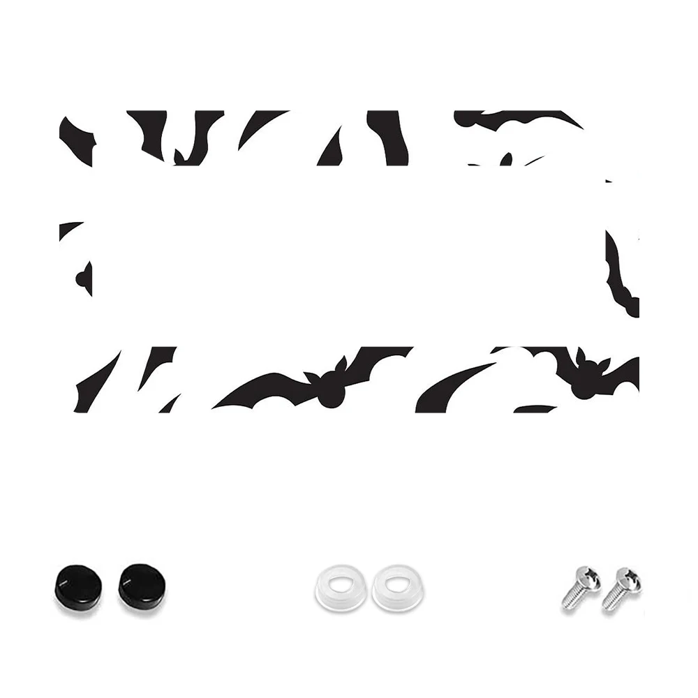 

1pc Black Bat Pattern 2 Hole License Plate Frame Aluminum Material 6x12 Inches with Screw Set Retro Novelty Car Decoration Gift